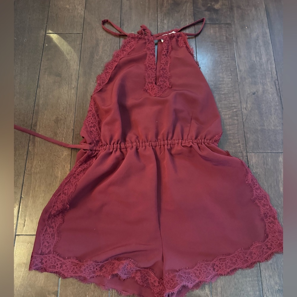 Kendall & Kylie Burgundy Haltered Romper